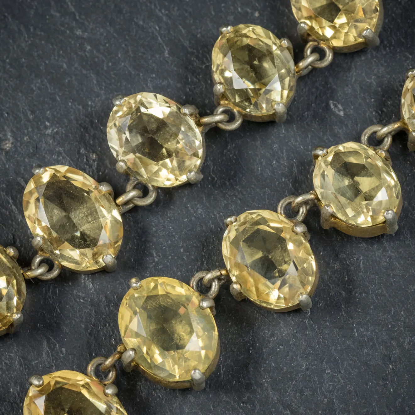 Antique Victorian Citrine Necklace Gold Gilt Circa 1900