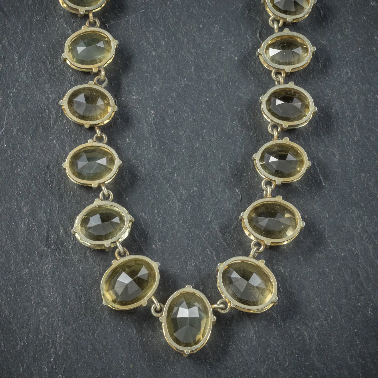 Antique Victorian Citrine Necklace Gold Gilt Circa 1900