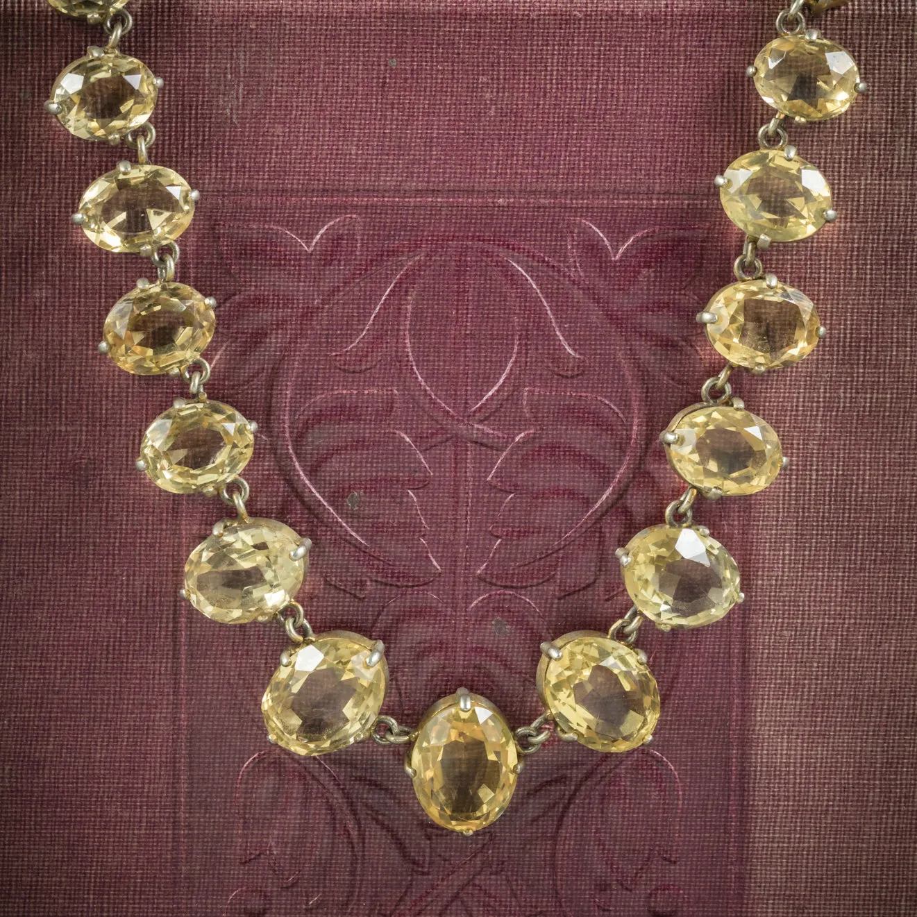 Antique Victorian Citrine Necklace Gold Gilt Circa 1900