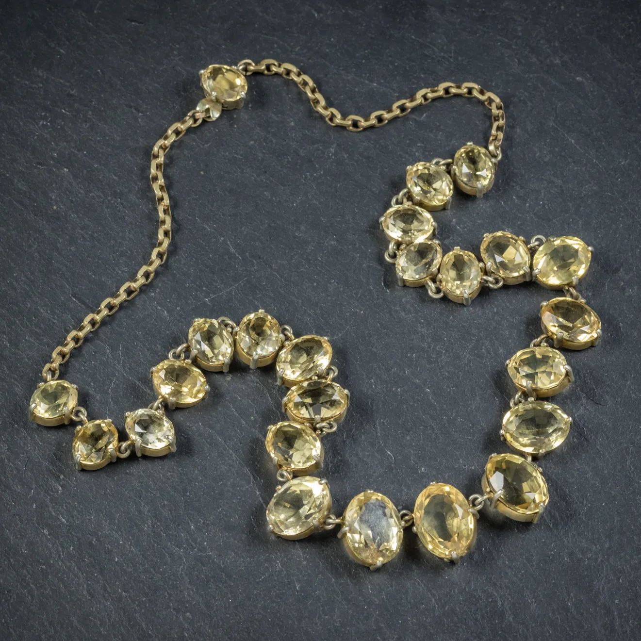 Antique Victorian Citrine Necklace Gold Gilt Circa 1900