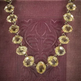 Antique Victorian Citrine Necklace Gold Gilt Circa 1900