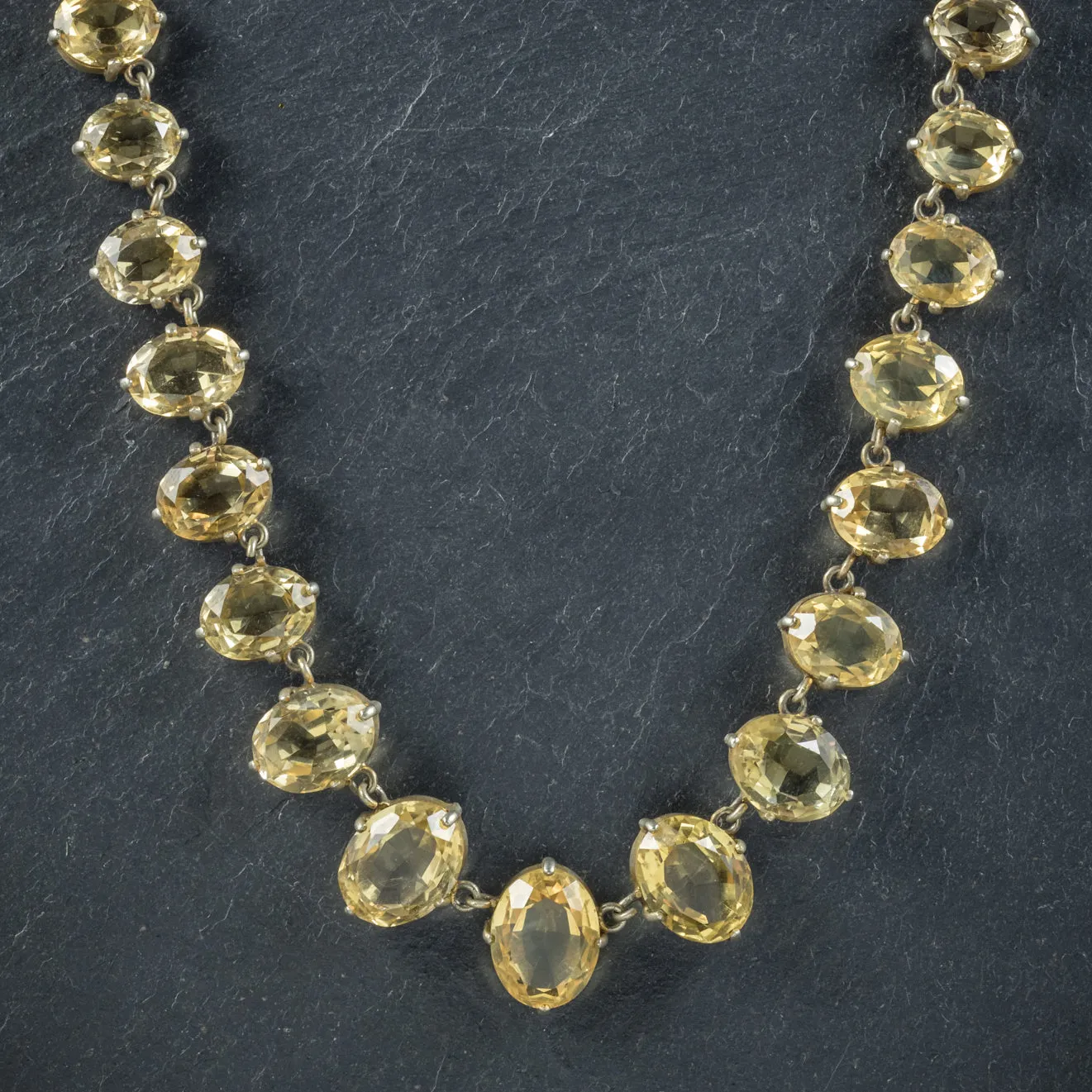 Antique Victorian Citrine Necklace Gold Gilt Circa 1900