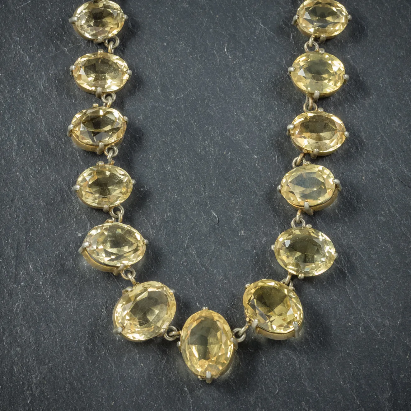 Antique Victorian Citrine Necklace Gold Gilt Circa 1900
