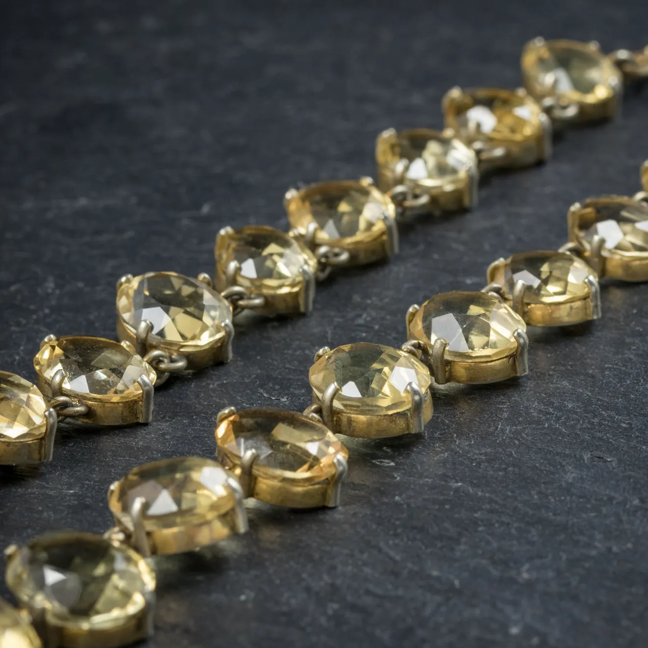 Antique Victorian Citrine Necklace Gold Gilt Circa 1900