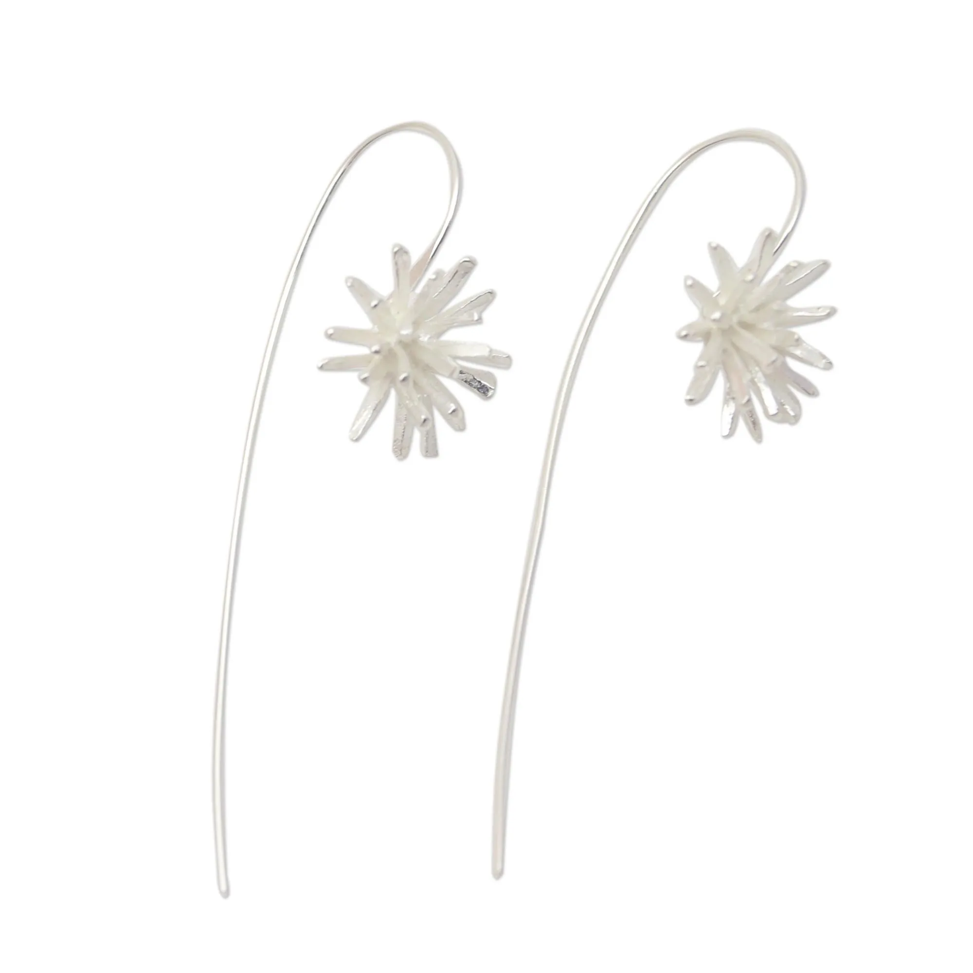 Coral Glisten Modern Sterling Silver Drop Earrings Crafted in Bali