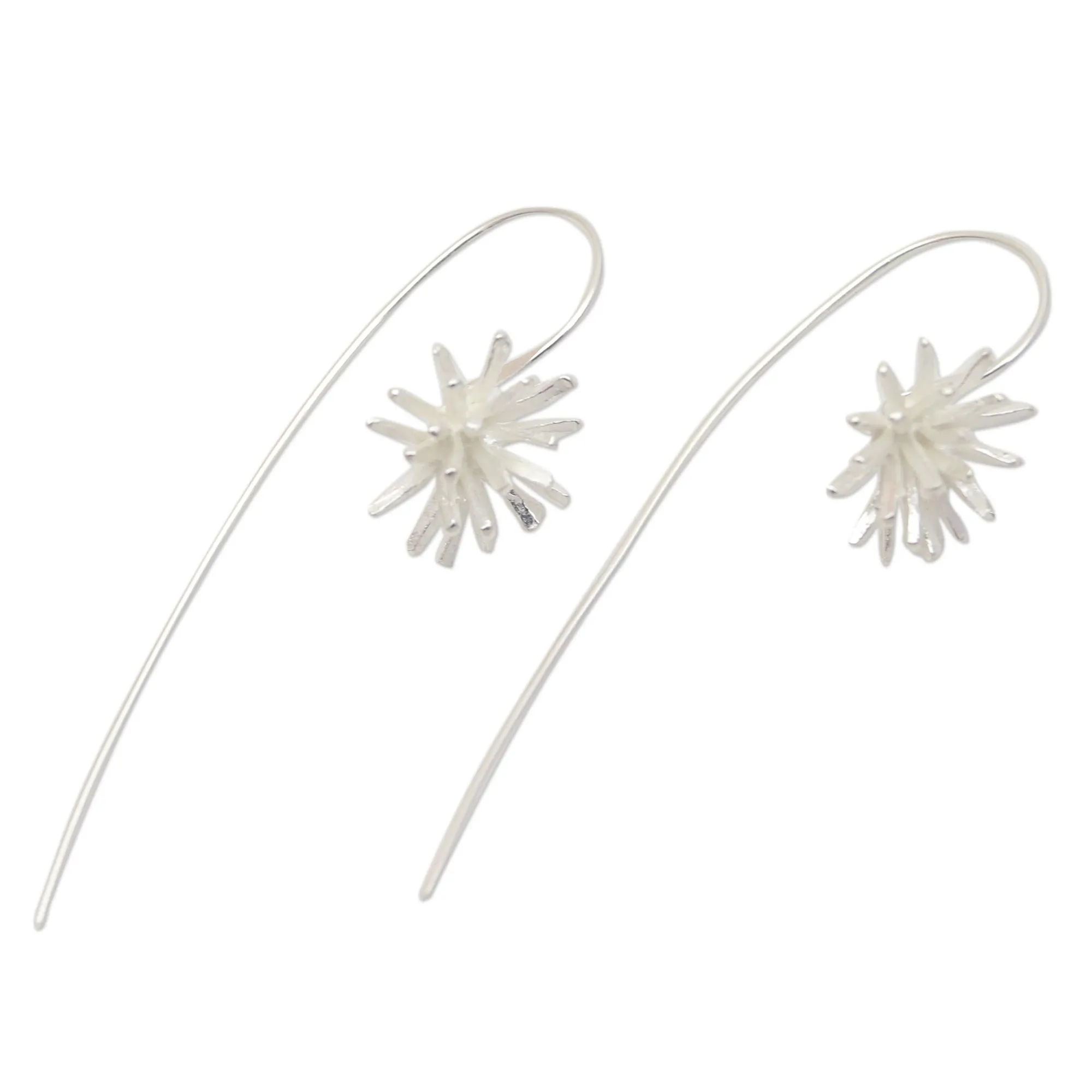 Coral Glisten Modern Sterling Silver Drop Earrings Crafted in Bali