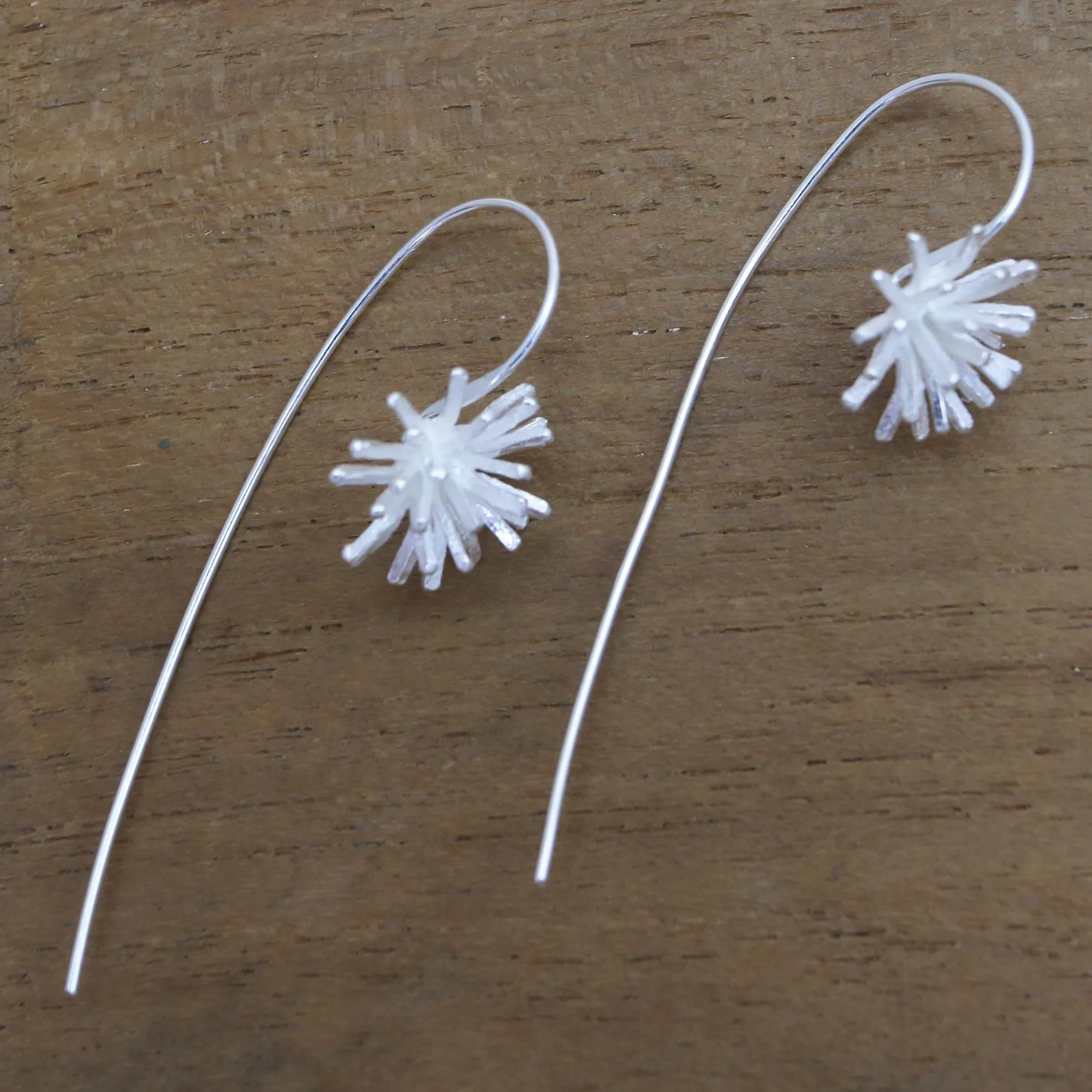 Coral Glisten Modern Sterling Silver Drop Earrings Crafted in Bali