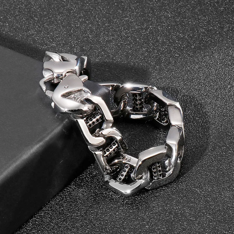 Creative Punk Style Men's Bracelet with Hollow Dice and Dot Design in Titanium Steel