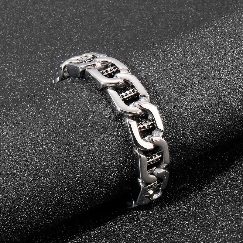 Creative Punk Style Men's Bracelet with Hollow Dice and Dot Design in Titanium Steel