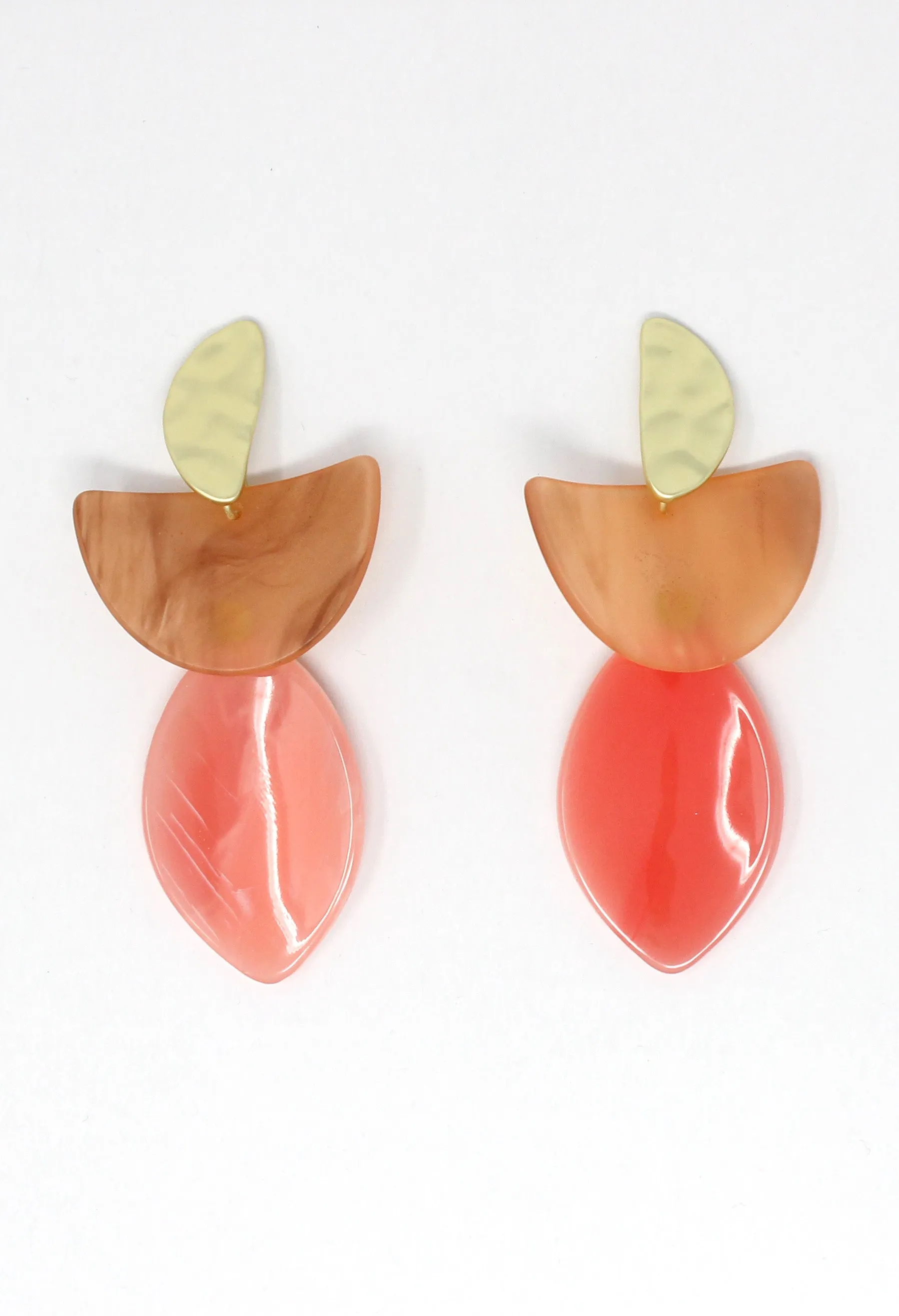 earrings in gold and coral