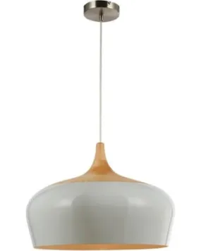 LM139020-14WH White and Wood Pendant Light