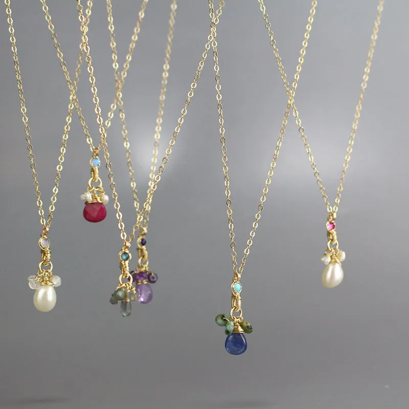 Minimalist Gemstone Drop Necklace