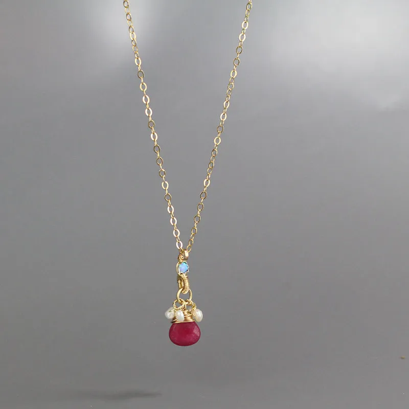 Minimalist Gemstone Drop Necklace