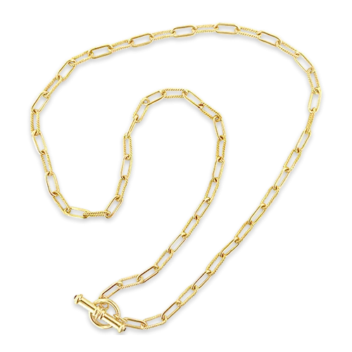 Twist & Plain Oval Link Gold Chain